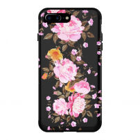 Szuper tartós tok Apple iPhone 7 Plus / 8 Plus - fekete virágokkal