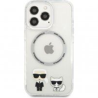 Karl Lagerfeld Karl and Choupette tok MagSafe -vel - iPhone 13 Pro Max - átlátszó