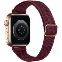 Vékony nylon pánt állítható csattal - Apple Watch 42mm / 41mm / 40mm / 38mm - borvörös