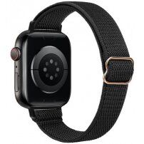 Vékony nylon pánt állítható csattal - Apple Watch 42mm / 41mm / 40mm / 38mm - fekete