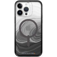GEAR4 D3O Milan Snap Black Swirl átlátszó tok MagSafe -vel - iPhone 14 Pro Max - fekete