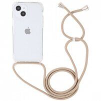 Átlátszó tok zsinórral - iPhone 14 - bézs