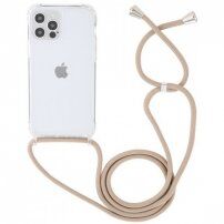 Átlátszó tok zsinórral - iPhone 14 Pro Max - bézs