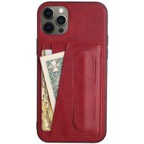 Bőr tok kártyazsebbel és állvánnyal - iPhone 11 Pro - piros