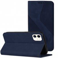 Bőr flip cover tok mintával - iPhone 11 - sötétkék