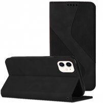 Bőr flip cover tok mintával - iPhone 11 - fekete