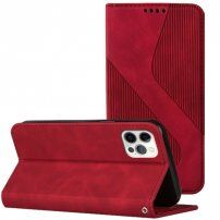 Bőr flip cover tok mintával - iPhone 11 Pro - piros