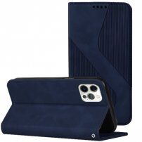 Bőr flip cover tok mintával - iPhone 11 Pro - sötétkék