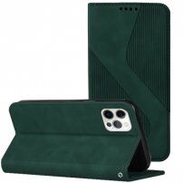 Bőr flip cover tok mintával - iPhone 11 Pro Max - sötétzöld