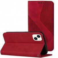 Bőr flip cover tok mintával - iPhone 13 mini - piros