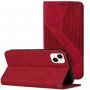 Bőr flip cover tok mintával - iPhone 13 - piros