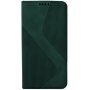 Bőr flip cover tok mintával - iPhone 14 Pro Max - sötétzöld
