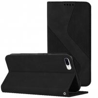 Bőr flip cover tok mintával - iPhone 7 Plus / 8 Plus - fekete