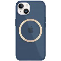 Fényes átlátszó tok MagSafe -vel - iPhone 14 Plus - sötétkék