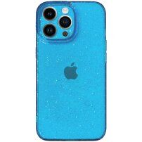 Transzparens tok csillámokkal iPhone 14 Pro Max - kék