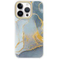 Márvány mintás védőtok - iPhone 14 Pro Max - kék-szürke