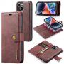 DG.MING 2in1 levehető flip cover tok - iPhone 14 - borvörös