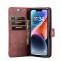 DG.MING 2in1 levehető flip cover tok - iPhone 14 - borvörös