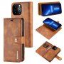 DG.MING 2in1 levehető flip cover tok - iPhone 13 Pro - barna