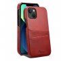 Bőr borító kártyatároló zsebbel - iPhone 14 - piros
