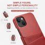 Bőr borító kártyatároló zsebbel - iPhone 14 - piros