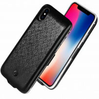 Dizájnos tok elemmel 5500mAh iPhone X - fekete