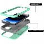 Tartós tok kártyatárolóval és tükörrel - iPhone 14 Pro Max - mentazöld