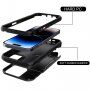 Tartós tok kártyatárolóval és tükörrel - iPhone 14 Pro Max - fekete