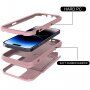 Tartós tok kártyatárolóval és tükörrel - iPhone 14 Pro Max - rózsaszín