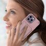 Tartós tok kártyatárolóval és tükörrel - iPhone 14 Pro Max - rózsaszín