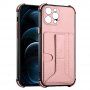 Borító kártyatárolóval és állvánnyal - iPhone 13 Pro Max - rózsaszín