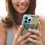 Márványmintás csillogó tok - iPhone 13 Pro - petróleum színű