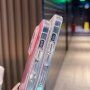 Fényes márványmintás tok - iPhone 13 Pro - kék-rózsaszín