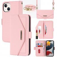 Flip cover tok toll-stílusú pánttal - iPhone 14 - rózsaszín