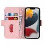 Flip cover tok toll-stílusú pánttal - iPhone 14 - rózsaszín