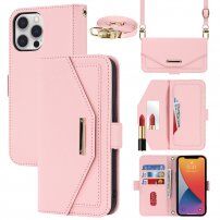 Flip cover tok toll-stílusú pánttal - iPhone 12 Pro Max - rózsaszín