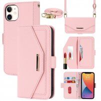 Flip cover tok toll-stílusú pánttal - iPhone 12 mini - rózsaszín