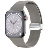 Szilikon szíj fém mágneses rögzítéssel - Apple Watch 42mm / 41mm / 40mm / 38mm - szürke