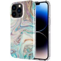 Márványmintás csillogó tok - iPhone 13 Pro Max - pasztell