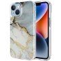 Márványmintás csillogó tok - iPhone 14 - arany-szürke
