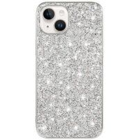 Védőtok flitterekkel - iPhone 14 - ezüst