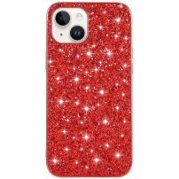 Védőtok flitterekkel - iPhone 14 - piros