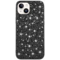 Védőtok flitterekkel - iPhone 14 Plus - fekete