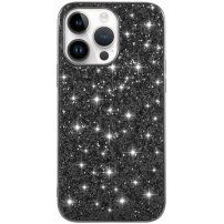 Védőtok flitterekkel - iPhone 14 Pro Max - fekete