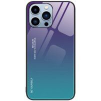 Tok üveg hátsó résszel - iPhone 14 Pro Max - lila-azúrkék