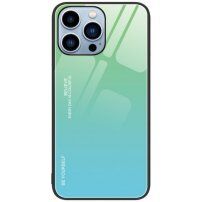 Tok üveg hátsó résszel - iPhone 14 Pro Max - zöld-azúrkék