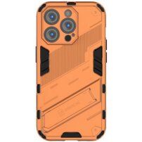 Tartós védőtok állvánnyal - iPhone 14 Pro - narancssárga