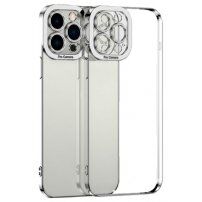 Transzparens tok galvanizált éllekkel - iPhone 14 Plus - ezüst
