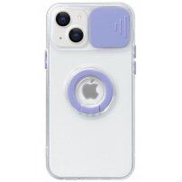 Átlátszó tokujjtartóval és kameravédővel - iPhone 14 Plus - lila