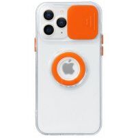 Átlátszó tokujjtartóval és kameravédővel - iPhone 14 Pro Max - narancssárga